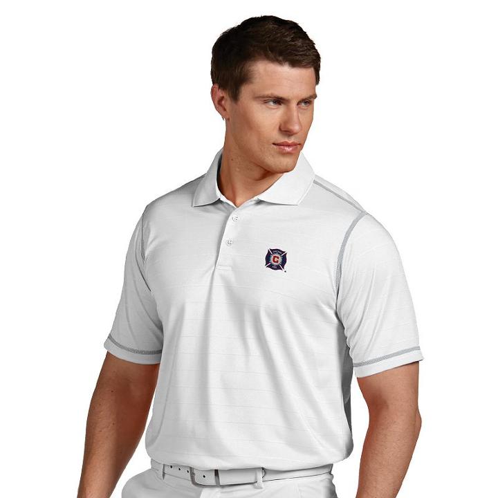 Men's Antigua Chicago Fire Icon Desert-dry Tonal-striped Performance Polo, Size: Xxl, Natural