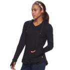 Women's Tek Gear V-neck Fleece Hoodie, Size: Large, Black