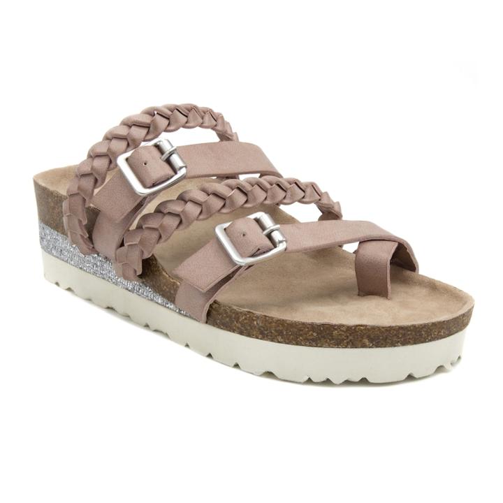 Sugar Xtra Women's Footbed Sandals, Size: Medium (7.5), Dark Pink
