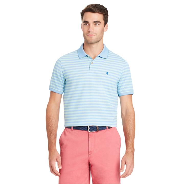 Men's Izod Sportflex Classic-fit Feeder-striped Stretch Performance Polo, Size: Large, Blue