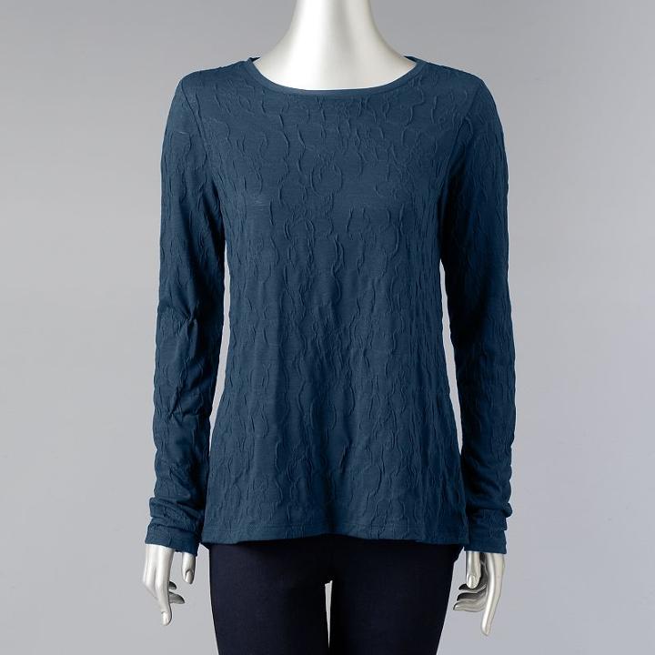 Women's Simply Vera Vera Wang Windy Floral Tee, Size: Xl, Med Blue