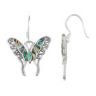 Sterling Silver Abalone Butterfly Drop Earrings, Women's, Green