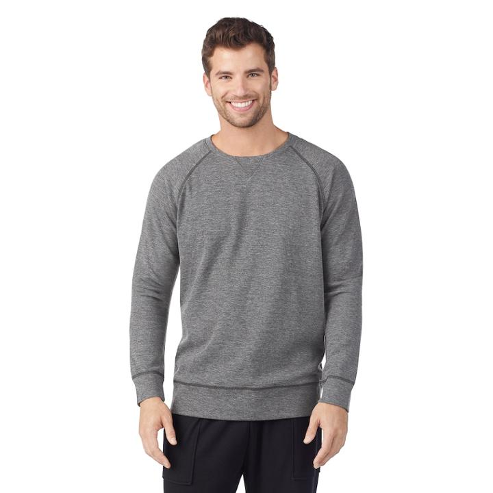 Men's Cuddl Duds Baseball Sweatshirt, Size: Large, Med Grey