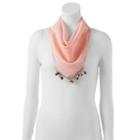 Madden Nyc Festival Flair Embroidered Trim Pom-pom Neckerchief, Women's, Med Pink