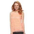 Women's Apt. 9&reg; Mixed-media Crochet Tank, Size: Large, Brt Orange