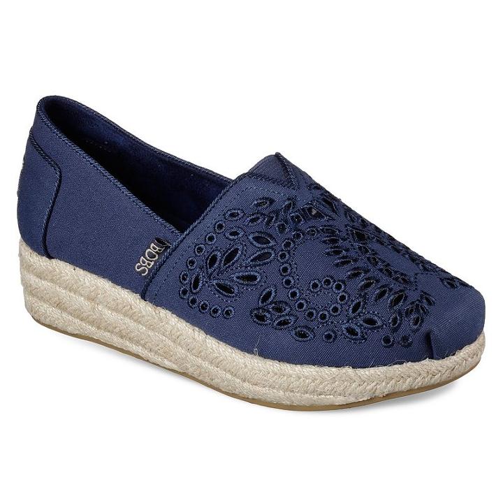 Skechers Bobs Highlights Sun Flower Women's Espadrille Wedges, Size: 10, Blue (navy)