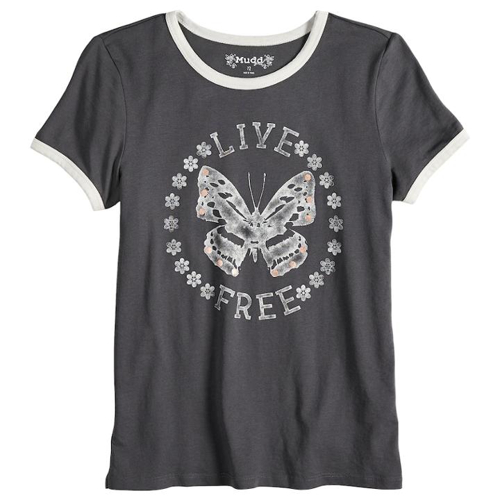 Girls 7-16 Mudd&reg; Graphic Tee, Size: 12, Med Grey