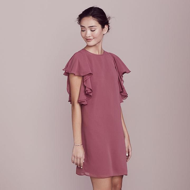 Lc Lauren Conrad Dress Up Shop Collection Ruffle Shift Dress - Women's, Size: 14, Med Red