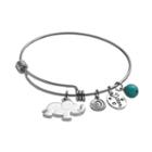 Love This Life Reconstituted Turquoise Stainless Steel  Dream Charm Bangle Bracelet, Women's, Grey