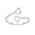 Sterling Silver 1/10 Carat T.w. Diamond Heart Bypass Ring, Women's, Size: 7, White