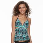 Mix And Match Tribal Strappy-back Halterkini Top, Teens, Size: Xs, Turquoise/blue (turq/aqua)
