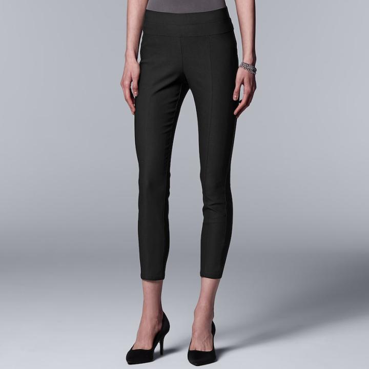 Women's Simply Vera Vera Wang Simply Modern Twill Ankle Pants, Size: Medium, Black