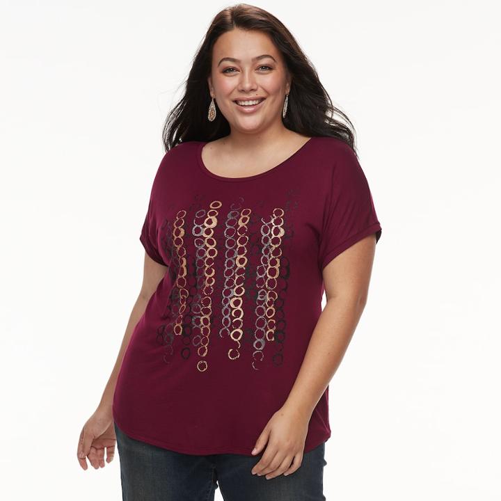 Plus Size Apt. 9 Scoopneck Graphic Tee, Women's, Size: 1xl, Dark Red