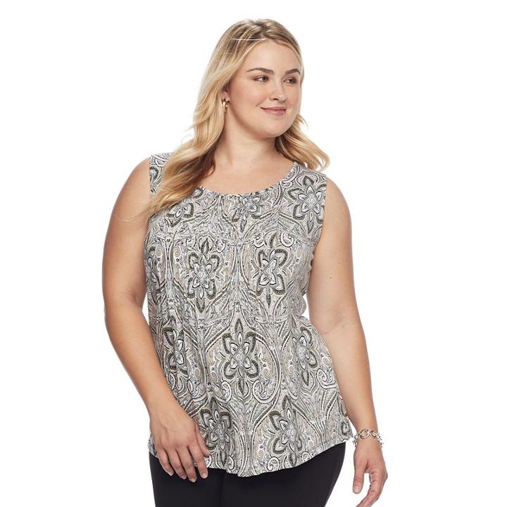 Plus Size Croft & Barrow&reg; Pleated Tank, Women's, Size: 2xl, Lt Beige