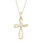 10k Gold Freshwater Cultured Pearl Ribbon Cross Pendant Necklace, Women's, Size: 18, White