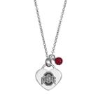 Fiora Sterling Silver Ohio State Buckeyes Heart Pendant Necklace, Women's, Size: 18, Red