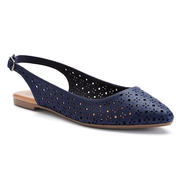So&reg; Women's Slingback Pointed-toe Flats, Girl's, Size: Medium (8.5), Blue (navy)