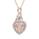 10k Rose Gold Morganite And Diamond Accent Heart Pendant, Women's, Size: 17, Pink