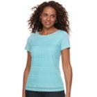 Women's Croft & Barrow&reg; Mixed-media Lace Tee, Size: Xs, Med Blue