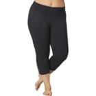 Plus Size Marika Sanded Dry Wik Flat Waist Capri Yoga Leggings, Women's, Size: 2xl, Black