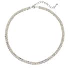 Simulated Crystal 3-row Necklace, Women's, Silver