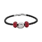 Insignia Collection Nascar Dale Earnhart Jr. Leather Bracelet And Sterling Silver Helmet Bead Set, Women's, Size: 7.5