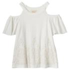 Girls 7-16 Rewind Cold Shoulder Printed Embroidery Border Top, Girl's, Size: Small, White Oth
