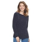 Women's Croft & Barrow&reg; Basketweave Boatneck Sweater, Size: Large, Blue