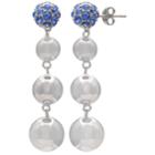 Brilliance Silver Plated Disc Drop Earrings With Swarovski Crystals, Women's, Blue