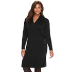 Plus Size Chaps Solid Faux-wrap Sweaterdress, Women's, Size: 2xl, Black