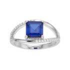Sterling Silver Lab-created Sapphire & White Zircon Openwork Ring, Women's, Size: 8, Blue