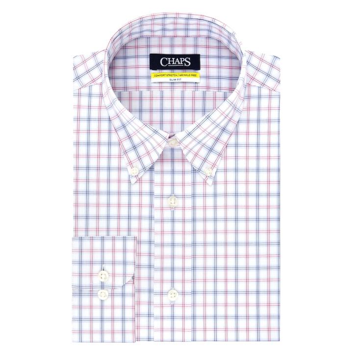 Men's Chaps Slim-fit Stretch Collar Dress Shirt, Size: 18 37/8t, Med Pink