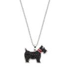 Silver Tone Crystal Scottie Dog Pendant Necklace, Women's, Grey