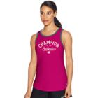 Women's Champion Authentics Ringer Graphic Tank, Size: Large, Dark Pink