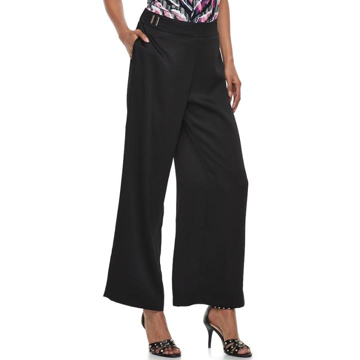 Women's Jennifer Lopez Wide-leg Satin Dress Pants, Size: Xl, Black