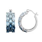Sterling Silver Swiss, London & Sky Blue Topaz Hoop Earrings, Women's