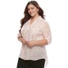 Juniors' Plus Size Candie's&reg; Leaf Split-back Shirt, Teens, Size: 3xl, Pink