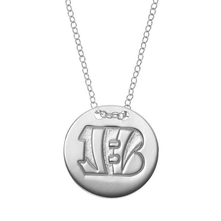 Cincinnati Bengals Sterling Silver Team Logo Disc Pendant Necklace, Women's, Size: 18, Grey