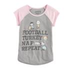 Girls 4-10 Jumping Beans&reg; Peanuts Lucy, Charlie Brown & Snoopy Football, Turkey Graphic Tee, Size: 10, Med Grey