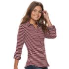 Juniors' Love, Fire Knit Button Front Shirt, Teens, Size: Medium, Merlot Stripe