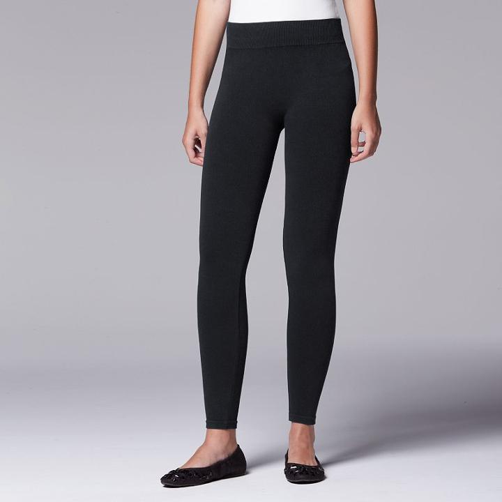 Simply Vera Vera Wang Twill Seamless Leggings, Women's, Size: Medium, Black