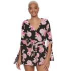 Juniors' Lily Rose Wrap Front Romper, Teens, Size: Medium, Oxford