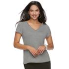 Women's Jennifer Lopez Embellished V-neck Tee, Size: Small, Grey