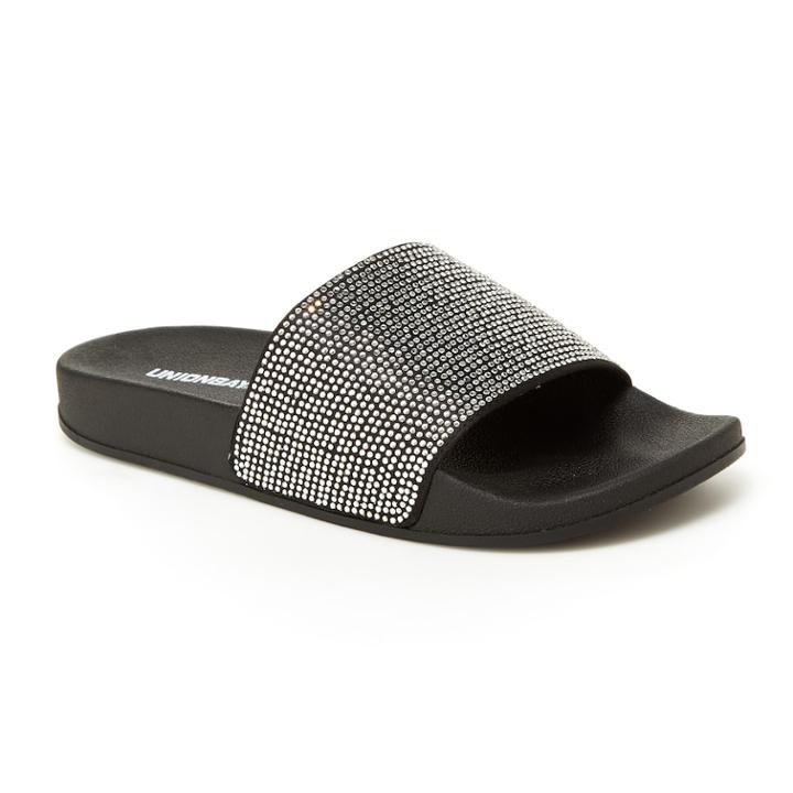 Unionbay Chandelier Women's Rhinestone Slide Sandals, Size: Medium (7.5), Black