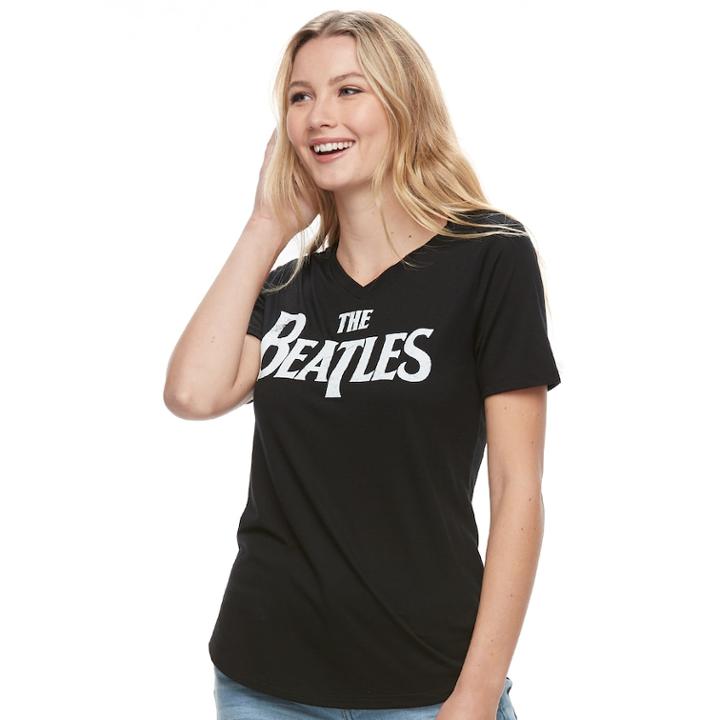 Juniors' The Beatles Logo Tee, Teens, Size: Xl, Black