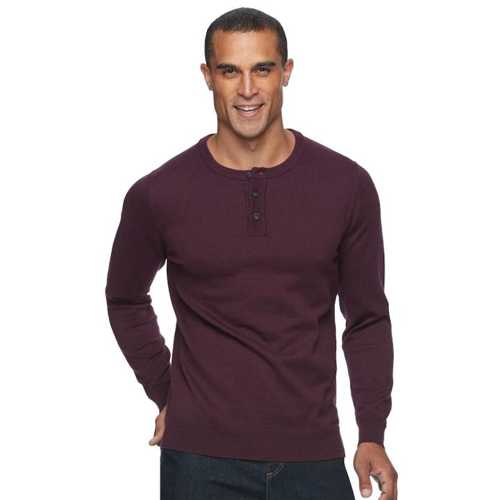 Men's Sonoma Goods For Life&trade; Coolmax Classic-fit Henley, Size: Large, Dark Red