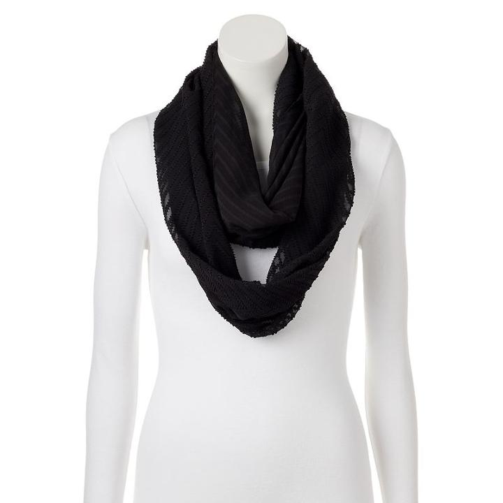 Apt. 9&reg; Chevron Burnout Infinity Scarf, Women's, Black