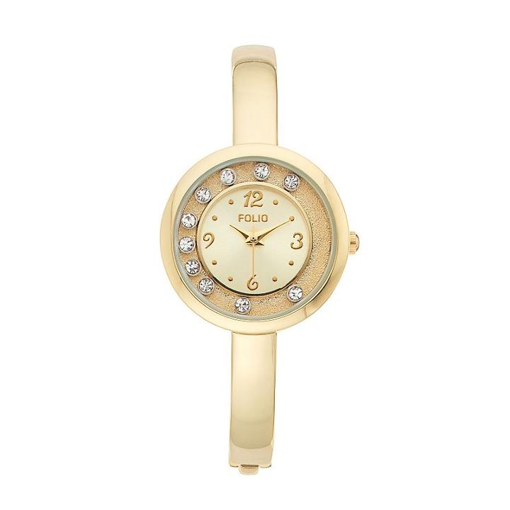 Folio Women's Floating Crystal Bangle Watch, Size: Small, Yellow