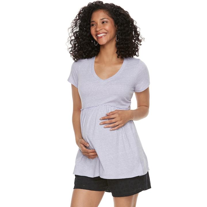 Maternity A:glow Peplum Tee, Women's, Size: L-mat, Med Purple