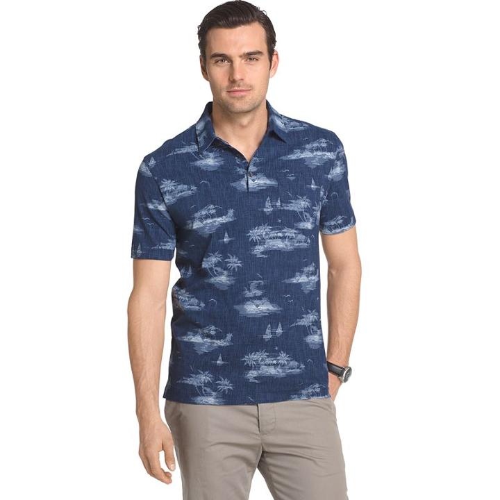 Big & Tall Van Heusen Classic-fit Leaf Polo, Men's, Size: 2xb, Blue (navy)
